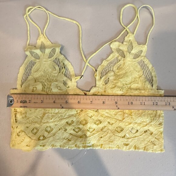 free people adella bralette boho strappy lace crop top yellow - Picture 10 of 10